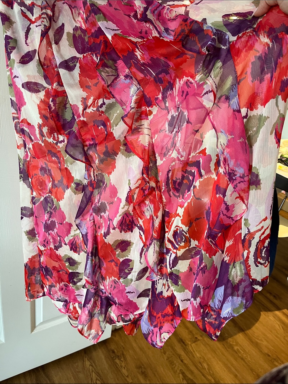 Misa Los Angeles Pink & Red Floral Tie-Shoulder Maxi Dress - Picture 7 of 8
